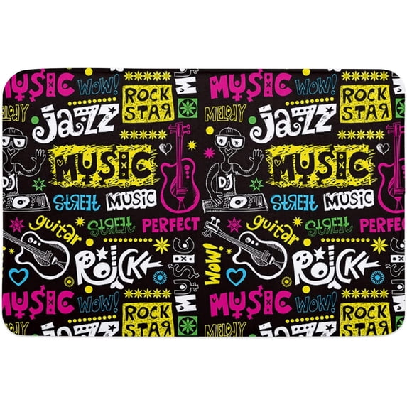 Indoor Doormat,Front Back Door Mats with Non Slip Backing,Music Doodle Welcome Entrance Floor Mat for Outdoor Entry Way, Bathroom Kitchen Rugs 16x24 Inch