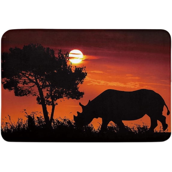 Indoor Doormat,Front Back Door Mats with Non Slip Backing,Rhino in The Dusk Welcome Entrance Floor Mat for Outdoor Entry Way, Bathroom Kitchen Rugs 16x24 Inch