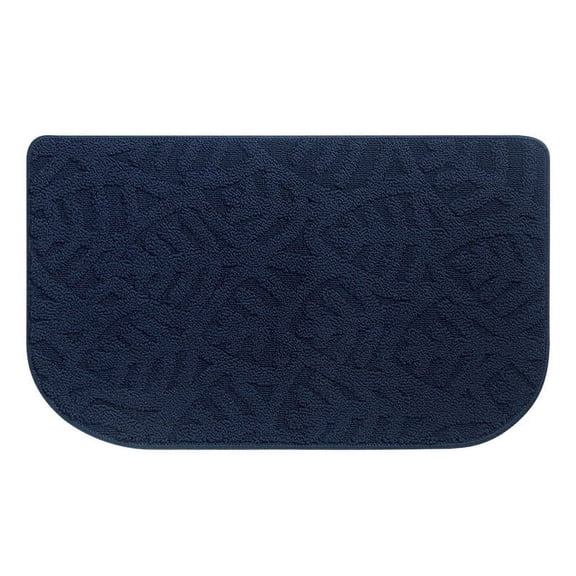 Indoor Doormat Front Door Mat, Low-Profile Machine Washable Kitchen Rug, Absorbent Mud Half Round Entrance Mat for Outdoors, Entryway, Patio, Bedroom, Blue, 17*28"