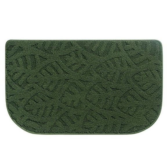 Indoor Doormat Front Door Mat, Low-Profile Machine Washable Kitchen Rug, Absorbent Mud Half Round Entrance Mat for Outdoors, Entryway, Patio, Bedroom, Green, 20*32"