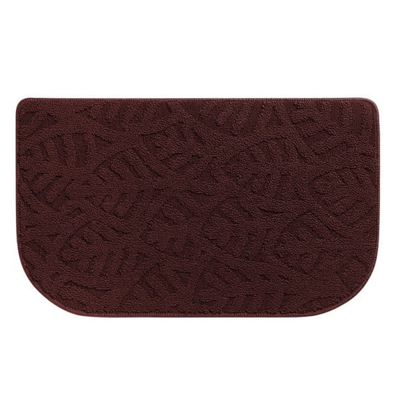 Indoor Doormat Front Door Mat, Low-Profile Machine Washable Kitchen Rug, Absorbent Mud Half Round Entrance Mat for Outdoors, Entryway, Patio, Bedroom, Red Brown, 20*32"