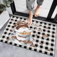 thumbnail image 1 of Indoor Doormat Non-Slip Bath Rug Coffee Time Quotes Gnome Dwarf Cup Bean,Entrance Mats Floor Carpet Black White Checker Plaid for Bedroom Kitchen Living Room Bathroom Decor 18x30In, 1 of 5