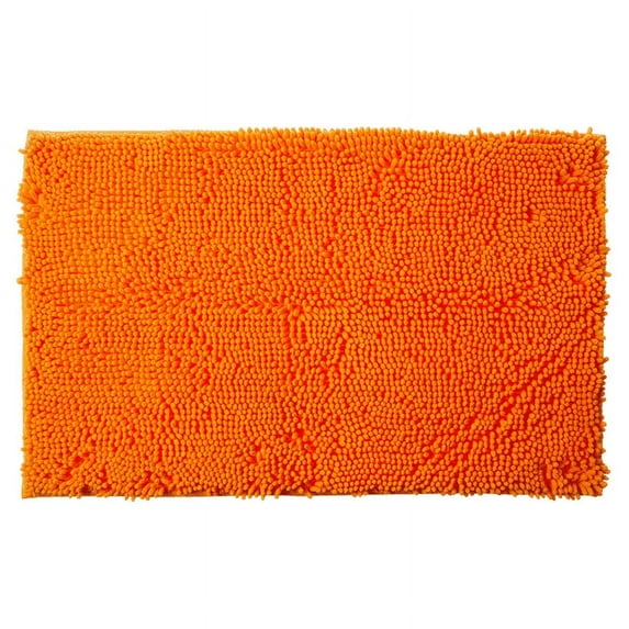 TJOUL Indoor Doormat Rug, Chenille Microfiber, Non-Slip, Water-Absorbent, Fluorescent Orange, 1-Pack