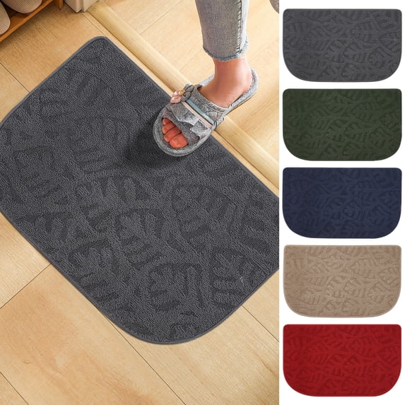 Indoor Doormat, Super Absorbs Mud Mat, Washable Non-Slip Rubber Backing Clean Door Mat for Doorways Inside Dirt Trapper Mats Shoes Scraper, 17*28 Inches Gray