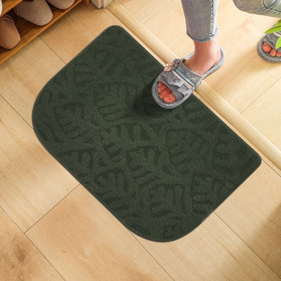 Indoor Doormat, Super Absorbs Mud Mat, Washable Non-Slip Rubber Backing Clean Door Mat for Doorways Inside Dirt Trapper Mats Shoes Scraper, 18*30 Inches Green