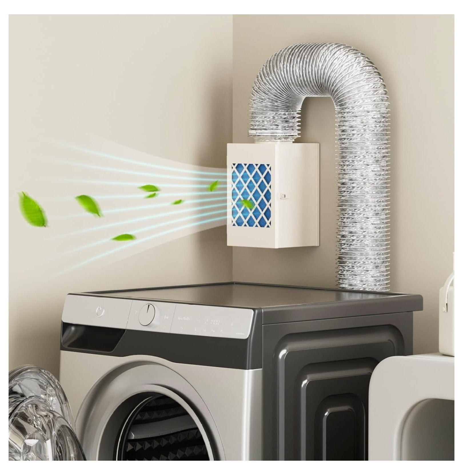 Indoor Dryer Vent Kit, LcXctD Metal Dryer Vent Box, Safety Vent Flap