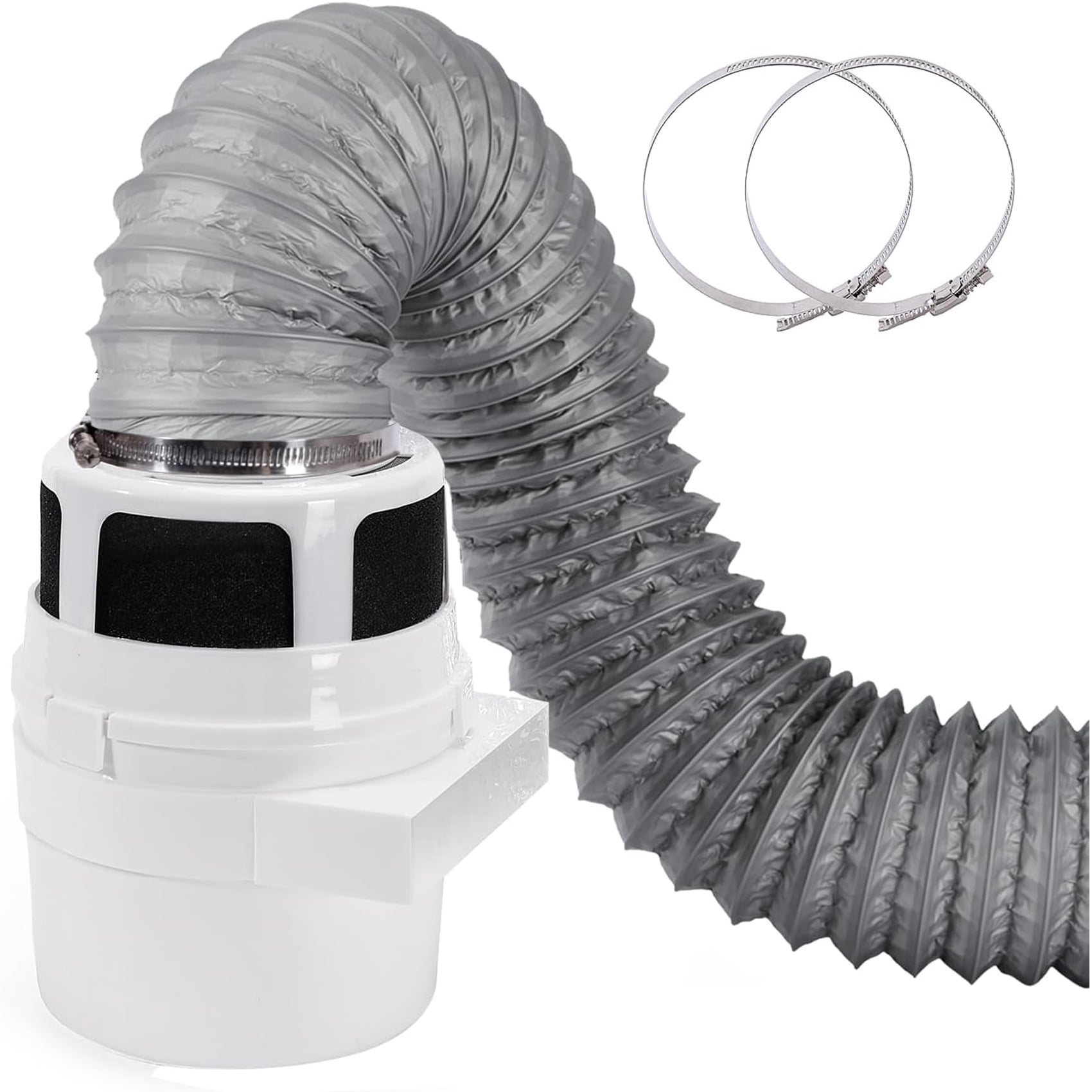 TUOOWO Indoor Dryer Vent Kit - Lint Trap, 4-Inch by 5-Feet Grey Proflex ...