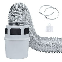 TUOOWO Indoor Dryer Vent Kit Lint Trap Bucket Dryer Vent with 4-Inch by 5-Feet Silver Proflex Duct