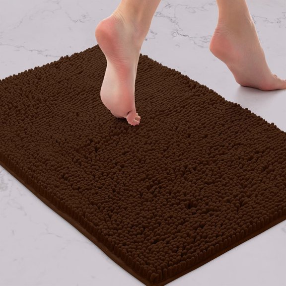 Indoor Durable Chenille Doormat, 24x16", Soft, Absorbent, Traps Water and Moisture, for Muddy Shoes and Dog Paws, Machine Washable, Rug Door Mat for Entry, High Traffic Areas