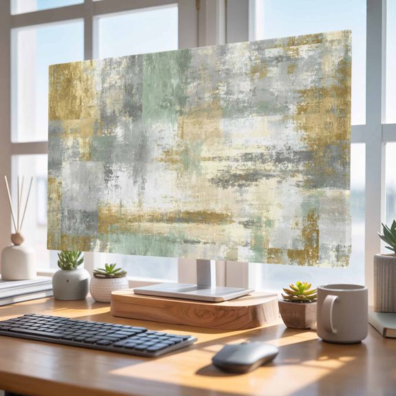 Indoor Elastic TV Cover 24", Abstract Brown Beige Art TV Display Protector for LCD Desktop TV Hanging TV, Vintage Mottled Texture Decorative TV Screen Dust Proof Cover Protection