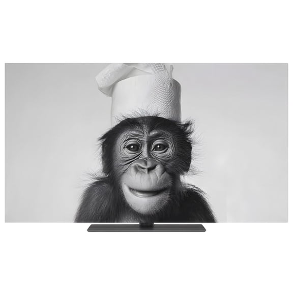 Indoor Elastic TV Cover 24", Chimpanzee with Toilet Paper TV Display Protector for LCD Desktop TV Hanging TV, Funny Animal Decorative TV Screen Dust Proof Cover Protection