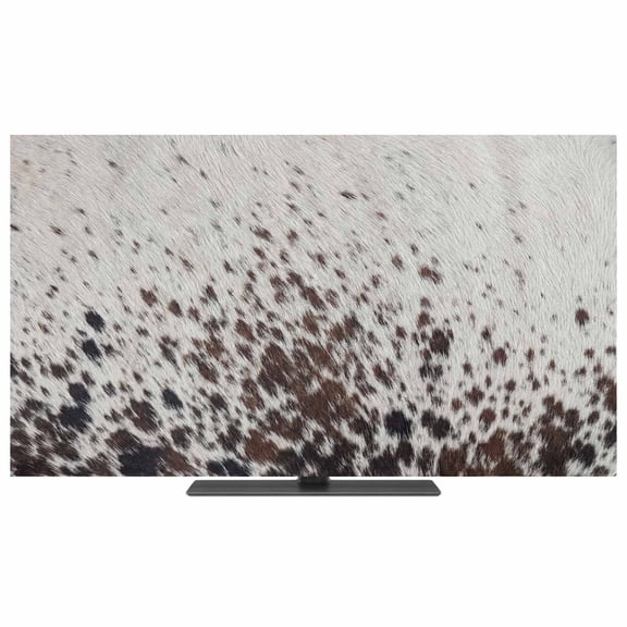 Indoor Elastic TV Cover 50", Brown Animal Fur Texture TV Display Protector for LCD Desktop TV Hanging TV, Country Farm Animal Classic White Brown Spots Decorative TV Screen Dust Proof Cover
