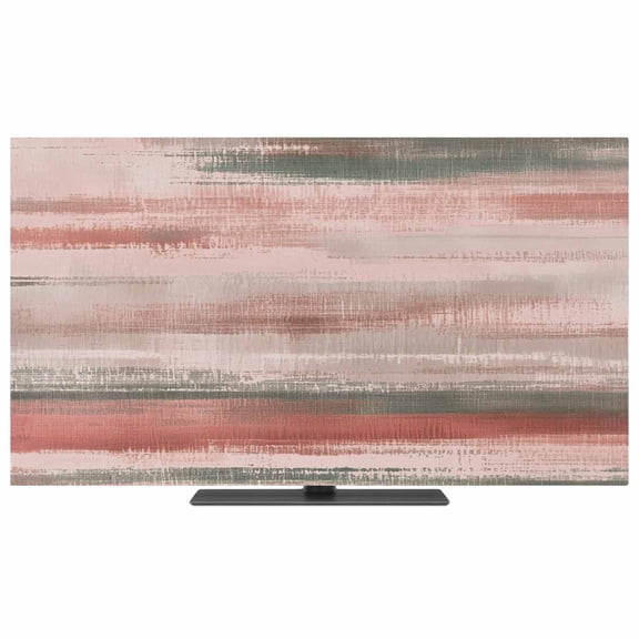 Indoor Elastic TV Cover 50", Coral Pink Paint TV Display Protector for LCD Desktop TV Hanging TV, Watercolor Abstract Pink Stripes Decorative TV Screen Dust Proof Cover Protection