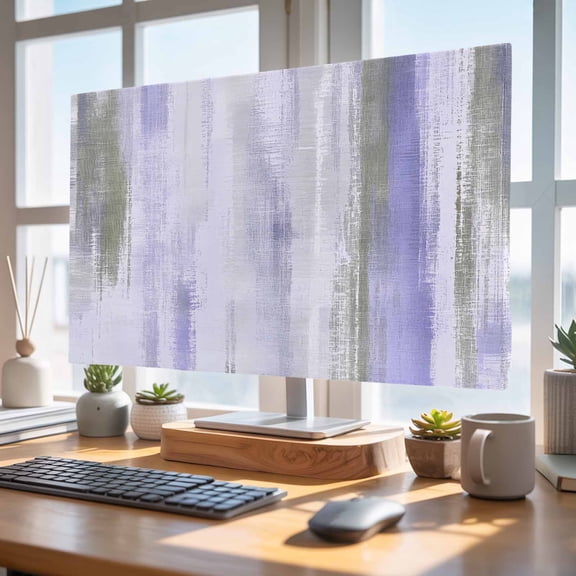 Indoor Elastic TV Cover 50", Purple Paint TV Display Protector for LCD Desktop TV Hanging TV, Modern Abstract Lavender Purple Stripes Decorative TV Screen Dust Proof Cover Protection