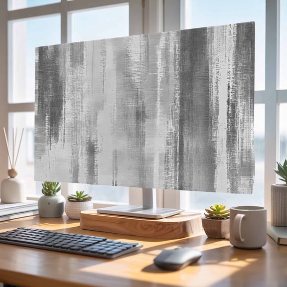 Indoor Elastic TV Cover 75", Grey Paint TV Display Protector for LCD Desktop TV Hanging TV, Modern Abstract Dark Grey Stripes Decorative TV Screen Dust Proof Cover Protection