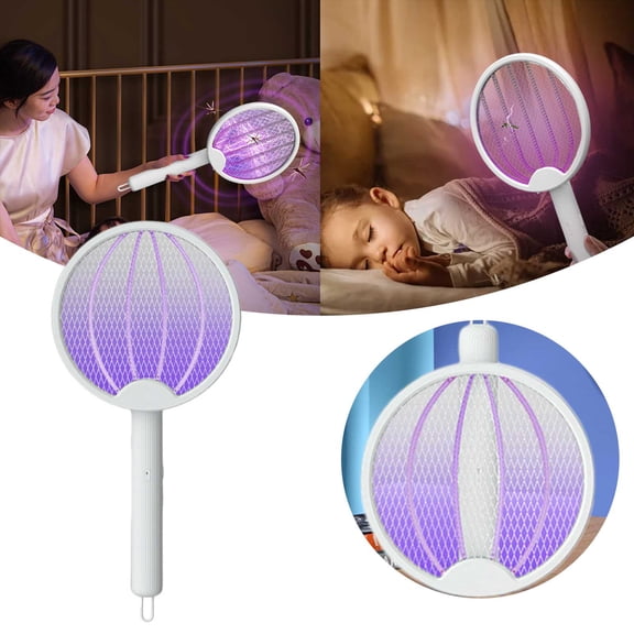 Indoor Electric Fly Swatter USB Rechargeable Bug Zapper Racket Effective Against Wasps Fruit Flies Spiders Gnats and Mosquitoes