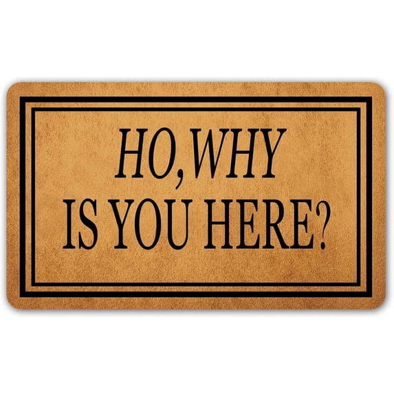 Indoor Entray Porch Welcome Mat with Back 24"x16"Ho,Why is You Here Funny Decor Doormat for Entrance Way Novelty Mats for Front Door Mat No Slip Kitchen Rugs and Mat Warming Prank Gift