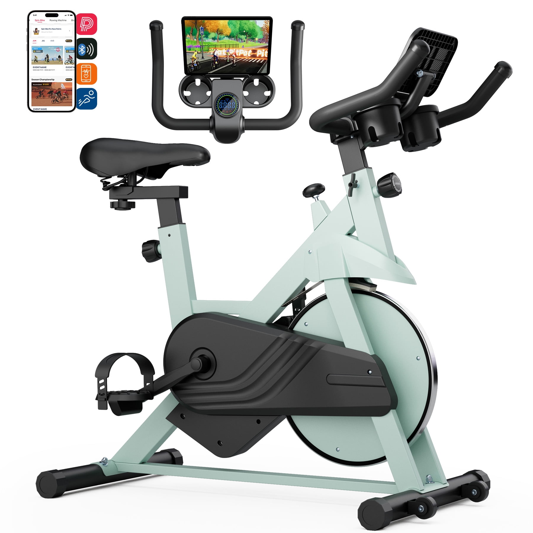 MJWW Indoor Exercise Bike, Adjustable Resistance, Magnetic Cycling Machine, Supports 300 lbs