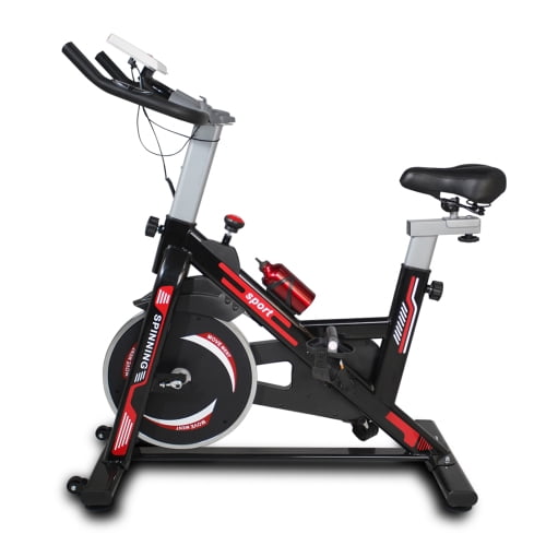 Indoor Exercise Bike with LCD Display, 30LB Flywheel & Adjustable Seat - Belt Drive Stationary Cycling Bike for Home Gym Cardio, Black