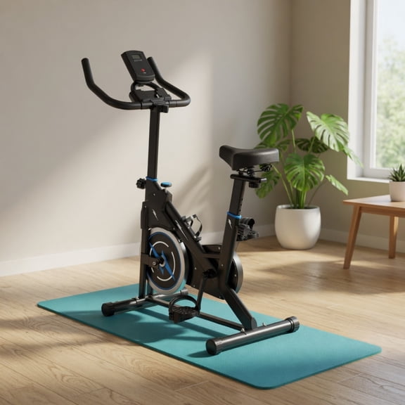 Indoor Exercise Bike with Monitor, Adjustable Resistance, Comfortable Seat & Handlebars for Home Workout, Blue