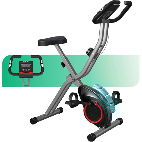 Indoor Exercise Stationary Bikes for with 16-Level Resistance, Lightweight Foldable Cycling with 70% Pre-Assembled, 260 LBS Capacity, Flywheel of 5.5 LBS for Quiet Workout