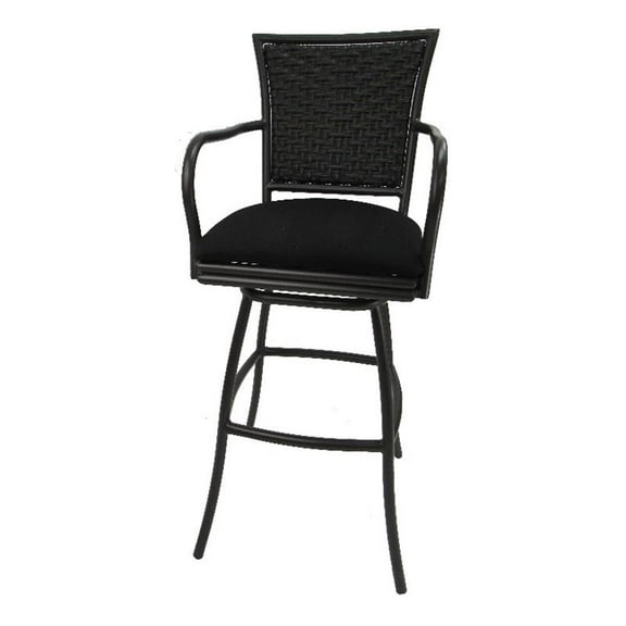 Indoor Extra Tall 35" Bar Stool Erin Brown Frame - Black Linen
