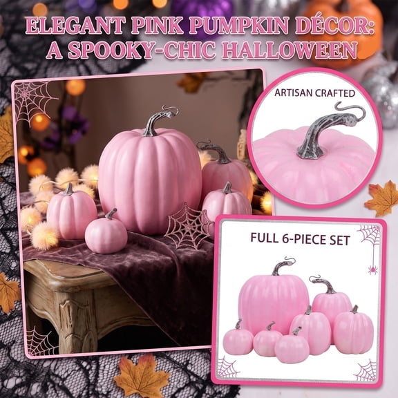 Indoor Fall Decor, Pink Halloween Decor, Fall Decorations for Home, Halloween Centerpiece, Assorted Pink Foam Pumpkins Table Accent for Halloween and Fall Home Styling