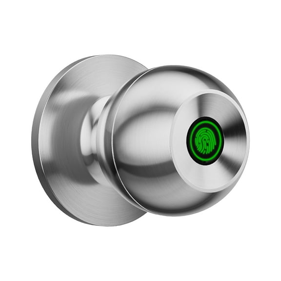 Indoor Fingerprint Lock, Household Wooden Door Ball Lock, Electronic Lock, Universals Door Lock, Convenient for Daily Use, Security Protection Door Lock(Silver)