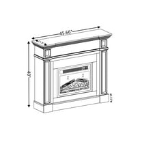 Indoor Fireplace Electric Fireplace with Mantel, Fireplace Mantel, Fireplace Heater Freestanding, Realistic Stacked Stone Surround with Remote Control Timer LED Flame, White, 45.66"W*11.8"D*40"H,Fire