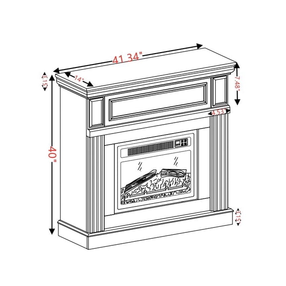 Indoor Fireplace Electric Fireplace with Mantel,fireplace mantel surround with 23" Fireplace Insert, Adjustable Flame, Remote Control-White,41.34"W*14"D*40"H,Fireplace Accessories