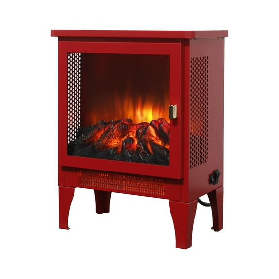 Indoor Fireplaces 17 inch Freestanding Electric Fireplace Stove heater with 3D Flame effect,Classic Red,Gas Indoor Fireplaces