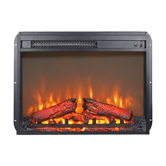 Indoor Fireplaces 23 inch electric fireplace insert heater with log set & realistic flame, overheating protection without control,Gas Indoor Fireplaces