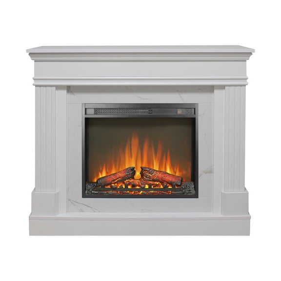 Indoor Fireplaces 44" Electric Fireplace with Mantel for Living Room or Bedroom,23" Fireplace Insert Heater, Realistic Log and Flame Effect, Remote Control, Timer,Gas Indoor Fireplaces