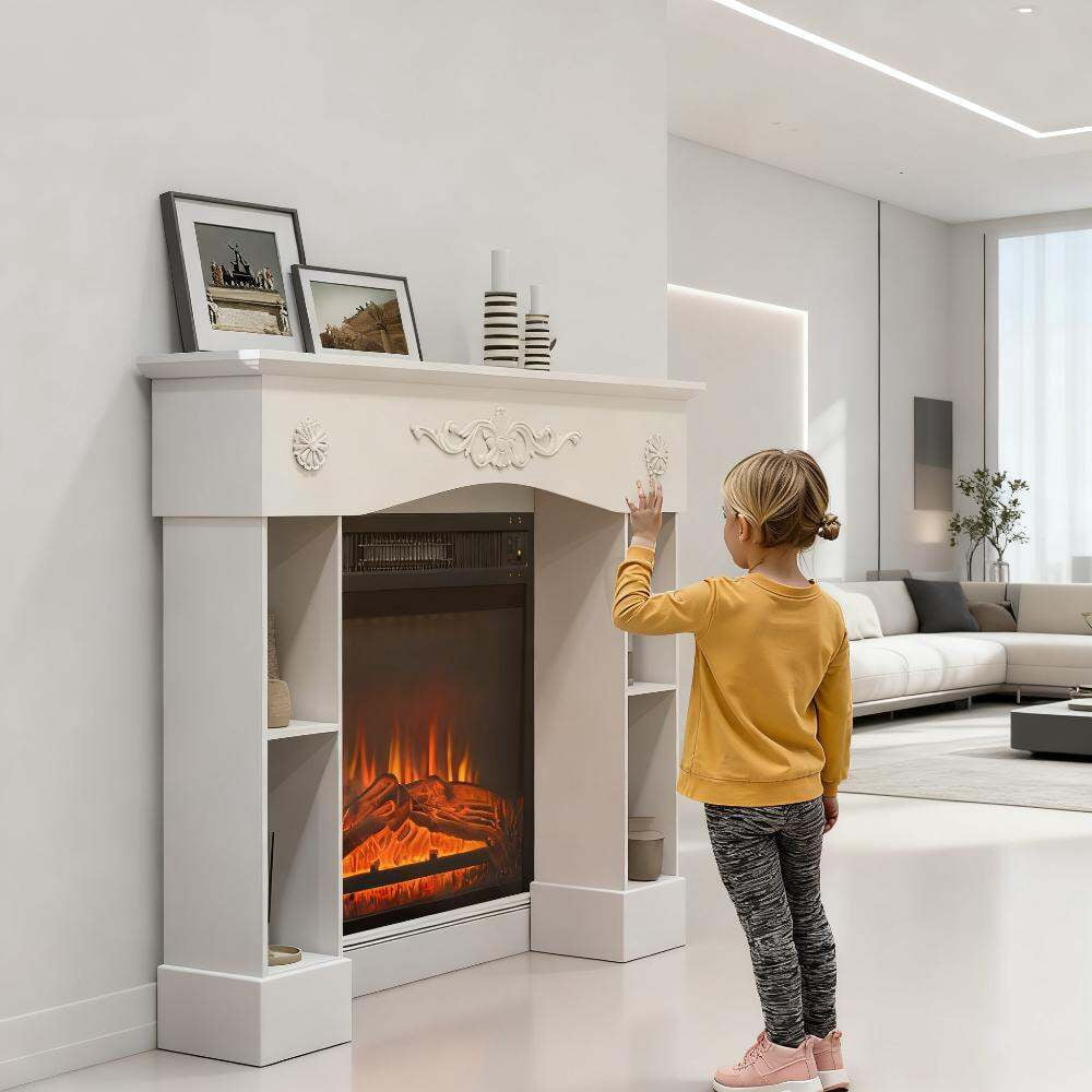 Indoor Fireplaces Freestanding Fireplace Surround with Leg for Electric Fireplaces,Gas Indoor Fireplaces