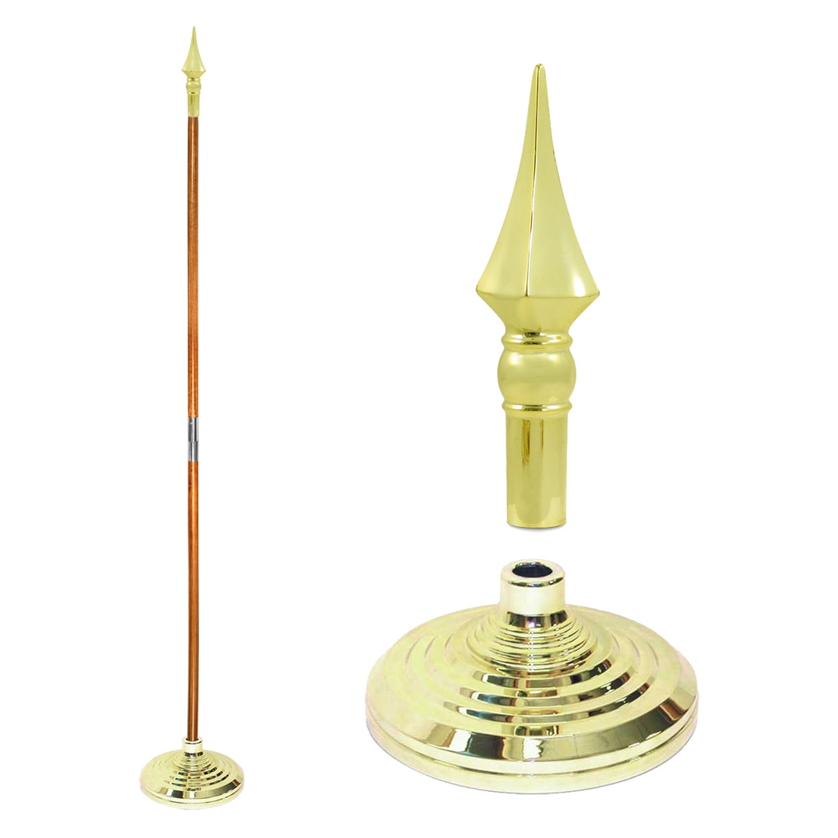 8ft Oak Indoor Flagpole Kit with Gold Plastic Spear