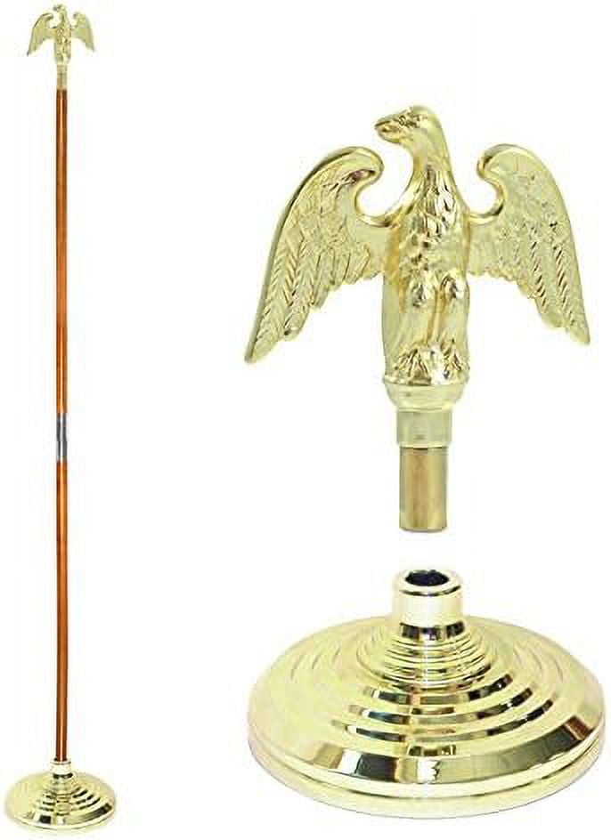 Indoor Flagpole Kit With Metal Eagle Topper And 8 Ft Oak Pole Finish