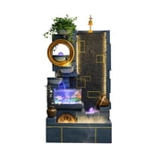 Indoor Floor Fountain with Fish Tank - Tranquil Waterfall Decor