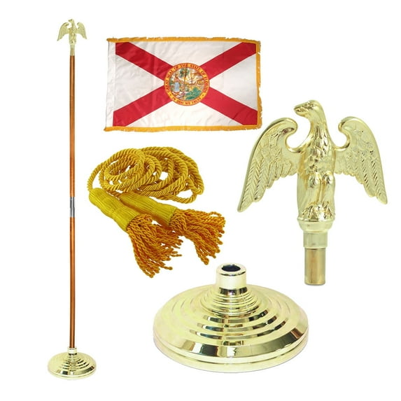 Indoor Florida State Flag Kit - 7ft Pole - Metal Eagle