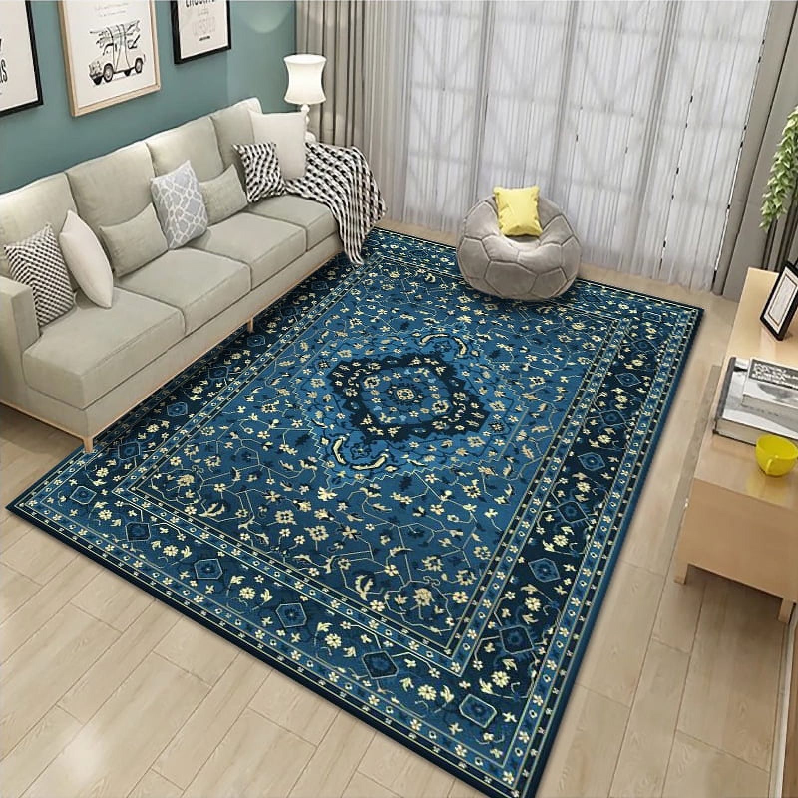 Simple Flower Pattern Rugs Indoor Flower Pattern Rug, Easy Cleaning, Non Shedding, Bed Room ...