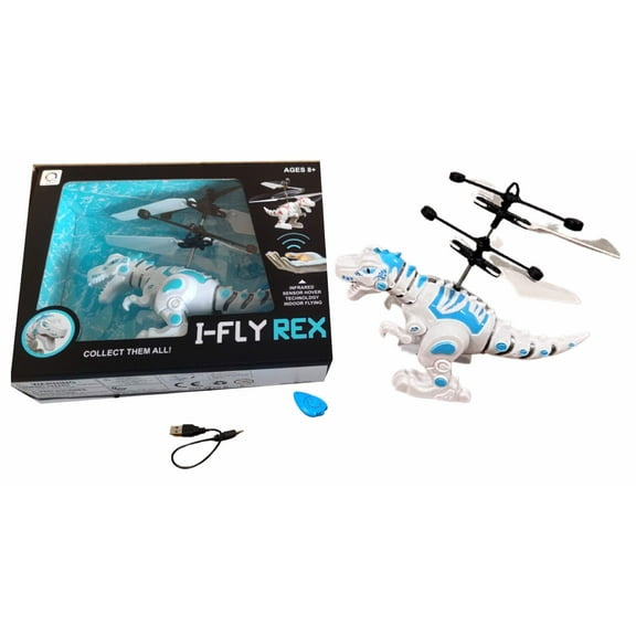 Indoor Flying Dinosaurs with Infrared Sensor Hover Technology and Remote Control Included 5.5"x5.5" (Blue)