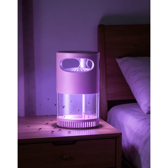 Indoor Flying Mosquito Zapper, Sleep-Friendly Night Light with Zap & Trap, Suction-Type Design, Cordless Rechargeable Low Noise Repellent Lamp, for Home Camping