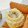 thumbnail image 1 of Indoor Foldable Pet House – Winter Warm Cat Bed, Enclosed Dog Kennel with Cushion, Yellow, 1 of 6