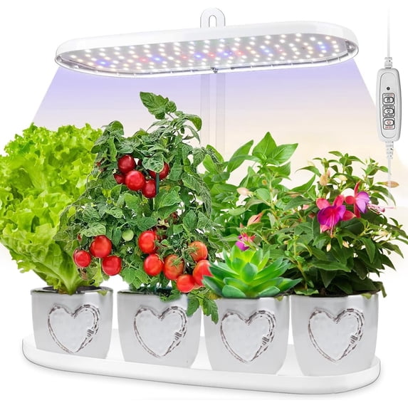 Indoor Garden Led Grow Light:Herb Kitchen Garden Grow Kit - House Plant Growing Lamps Growing System with Timer -4 Dimmable Modes