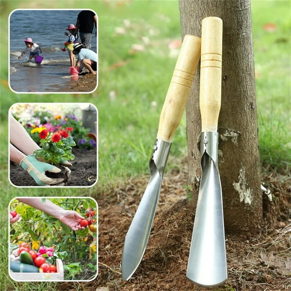 Indoor Gardening Hand Tool Set | Stainless Steel Weeding Shovel & Trowel | Ergonomic Non-Slip Wooden Handle | Rust Resistant | Multi-Functional Plant Care | 2-Piece Kit | Succulent & Outdoor Use