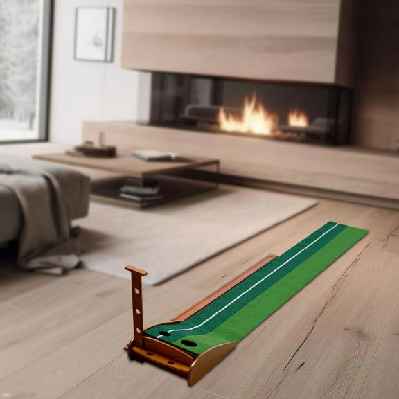 Indoor Golf Putting Green Practice Mat W/ Auto Ball Return Portable Training Aid