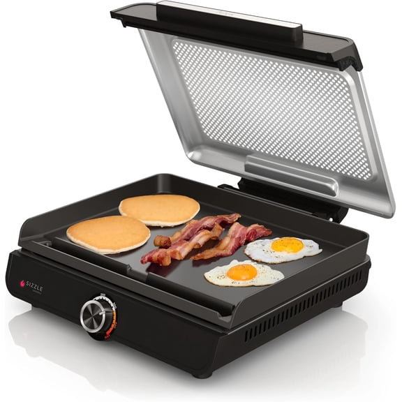 Indoor Griddle, 14, Electric Grill, For Eggs, Burgers, Bacon, Pancakes, Veggies, and More, Nonstick, Dishwasher Safe, 500F, Even Cooking (Renewed)