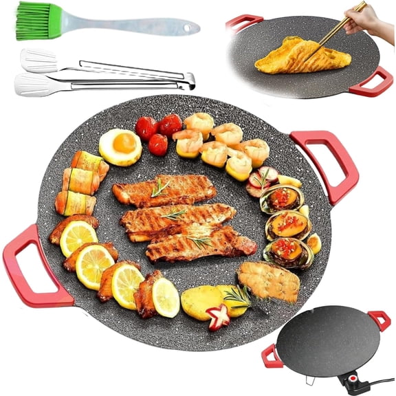 Indoor Grill Electric Smokeless Set – 14-Inch and 16-Inch Sizes are Available Nonstick Electric Griddle for Indoor Use, Compact & Versatile Cooking for Steaks, Pancakes & BBQ (15.75in)