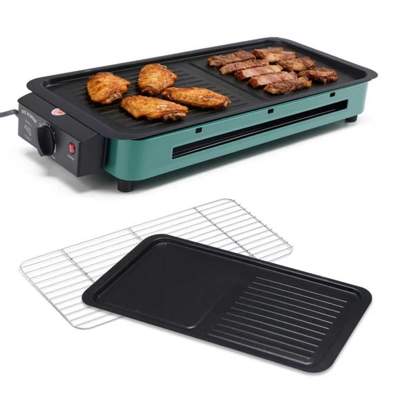 Indoor Grill Smokeless, 1700W Electric Grill Inside House Table, Apartment, Compact Korean BBQ Grill with Non-Stick Cooking Removable Griddle Plate, 7 Temperature Control, Dishwasher Safe Y101