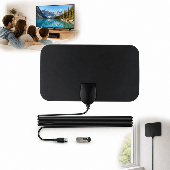 Indoor HDTV Antenna 1800 Mile Range, Ultra Thin Amplified Digital TV Antenna for Smart TV 4K 1080P Free Local Channels
