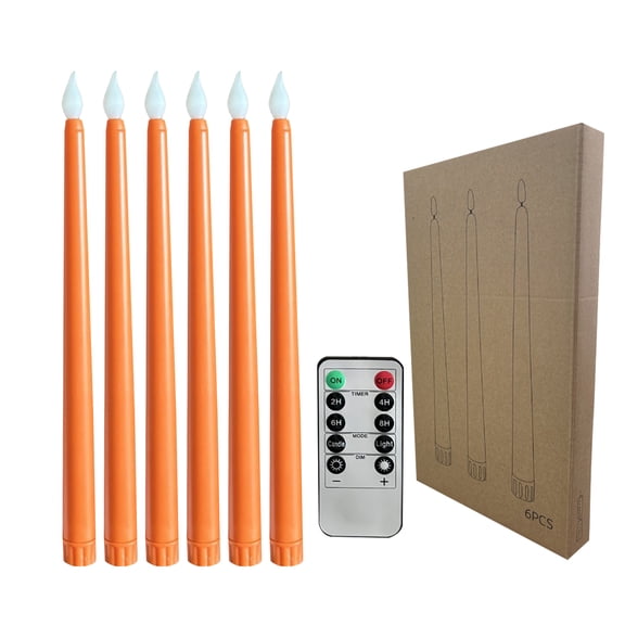 Indoor Halloween Decor LED Taper Candle Set – Timing Adjustable Brightness Flameless Candles with Remote– Warm Glow Tabletop Seasonal Ornament for Halloween Christmas Wedding Decor